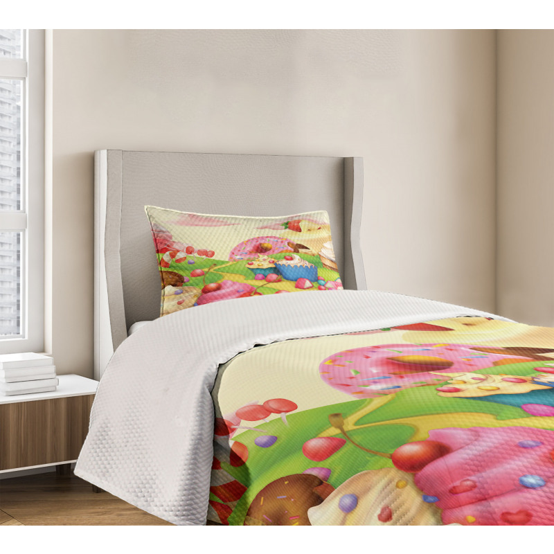 Yummy Donuts Land Bedspread Set