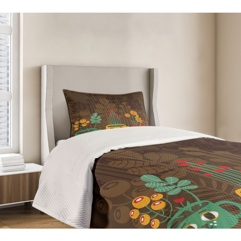 Plants in Cups Pottery Bedspread Set