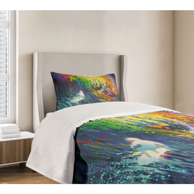 Exotic Surfer on Waves Bedspread Set