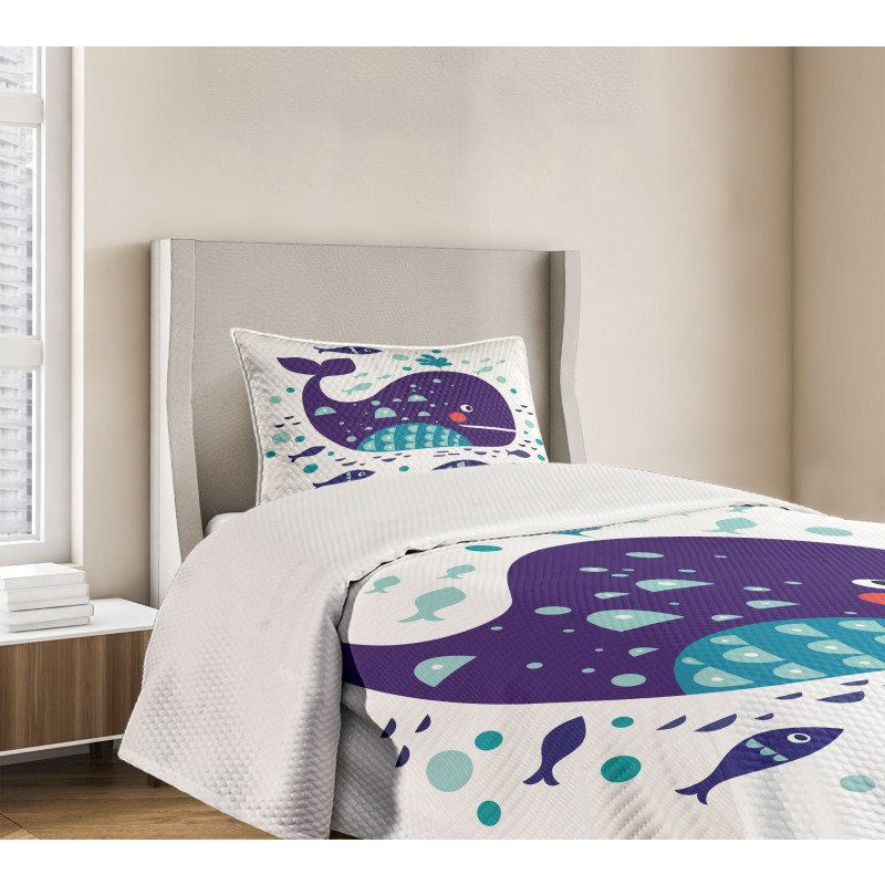 Ocean Cartoon Big Fish Bedspread Set