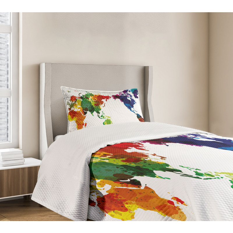 Abstract Wold Map Bedspread Set