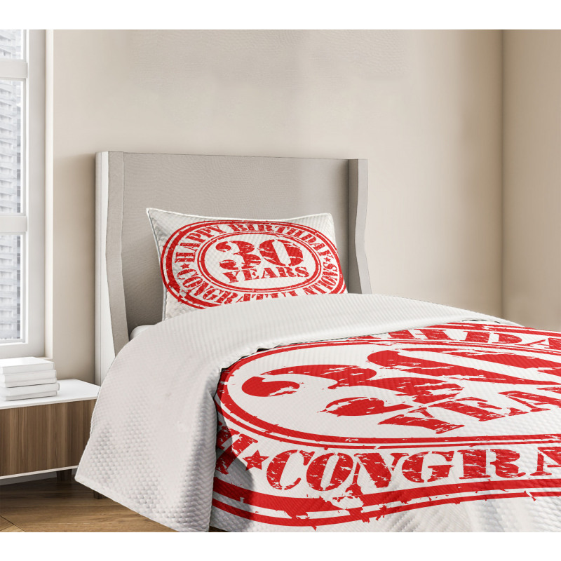 Grunge Birthday Stamp Bedspread Set