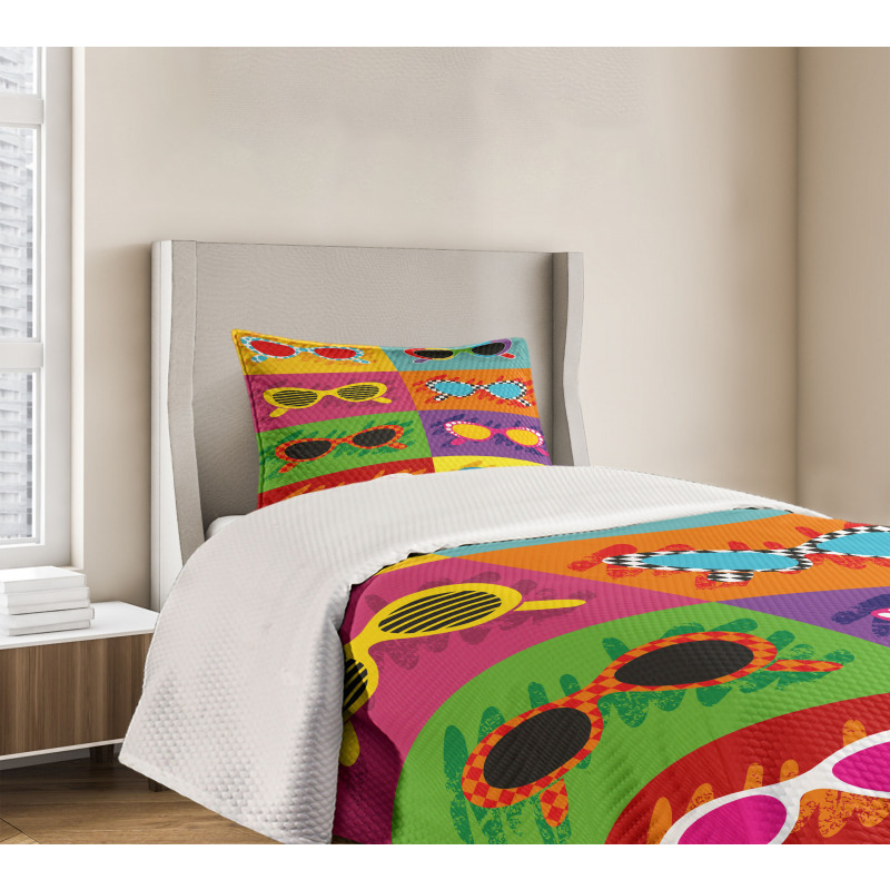 Colorful Pop Sunglasses Bedspread Set