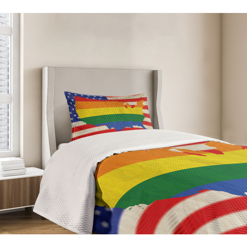 USA Flag Gay Rights Bedspread Set