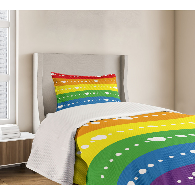 Gay Pride Flag Dots Bedspread Set