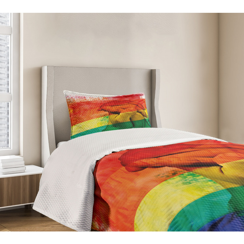 Gay Couple Holding Hands Bedspread Set