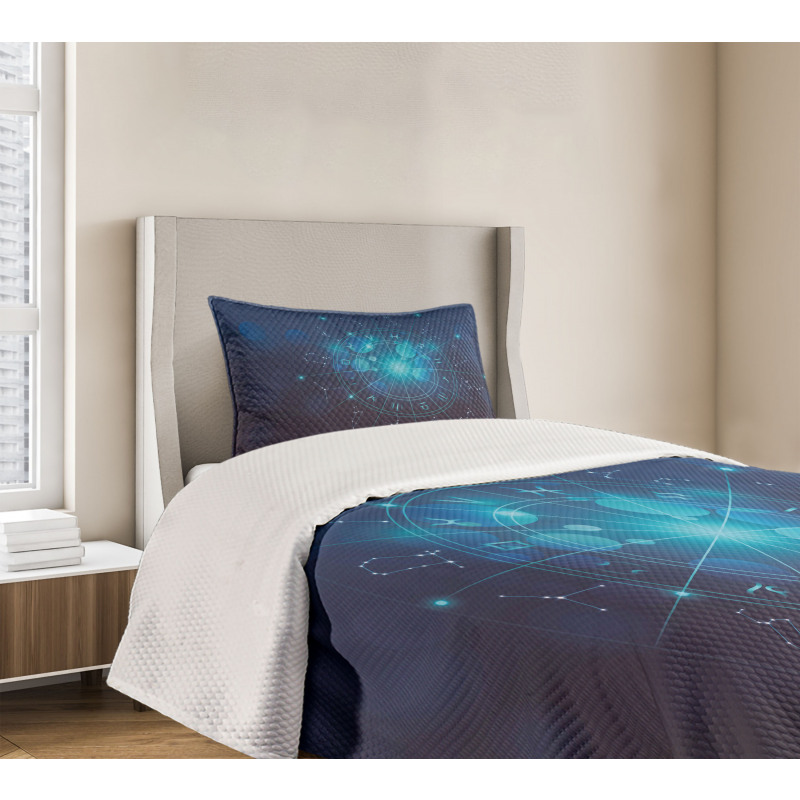 Zodiac Signs in Space Bedspread Set