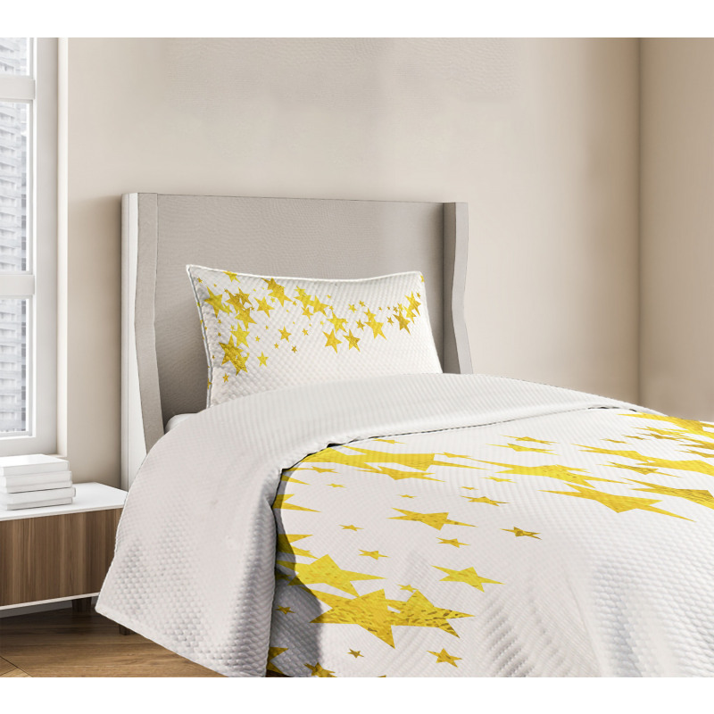 Yellow Shade Modern Stars Bedspread Set