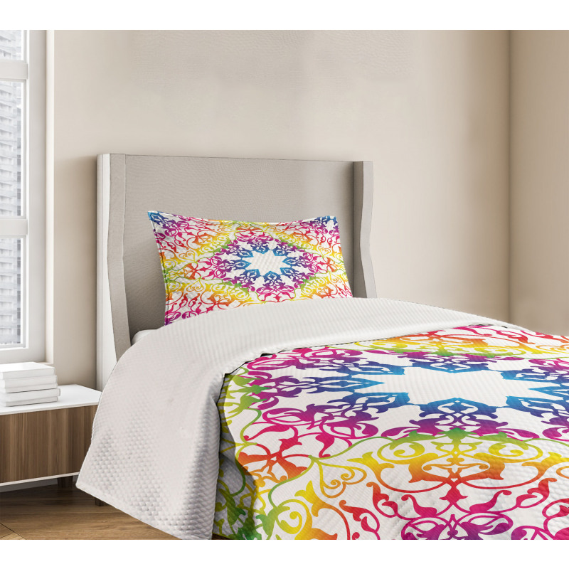 Abstract Lace Swirls Ivy Bedspread Set