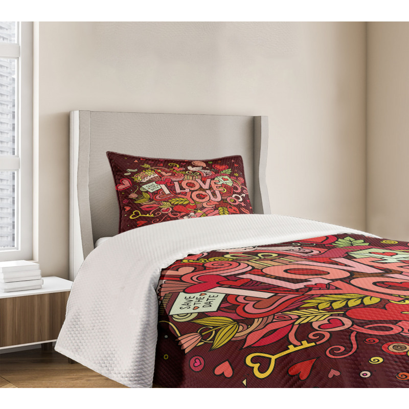 Funky Hearts Arrows Bedspread Set