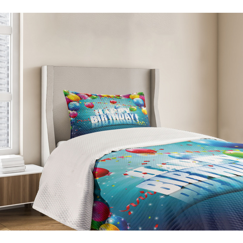 Surprise Party 3D Text Bedspread Set