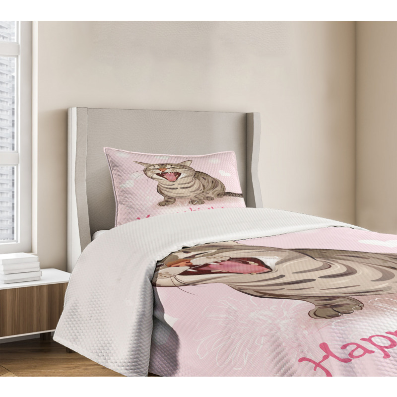 Funny Kitten Greeting Song Bedspread Set