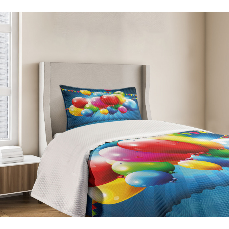 Vibrant Colored Balloons Bedspread Set