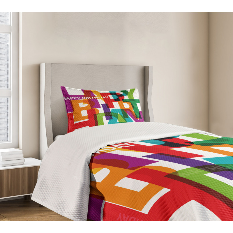 Broken Text Graphic Bedspread Set