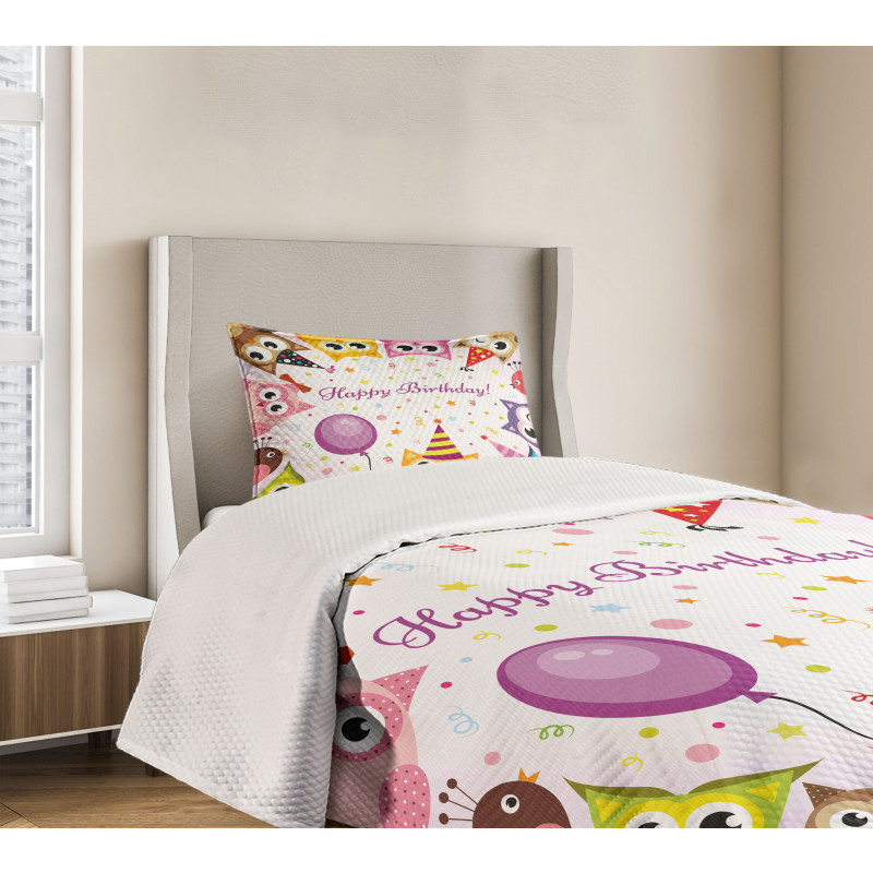 Birthday Party Owls Bedspread Set