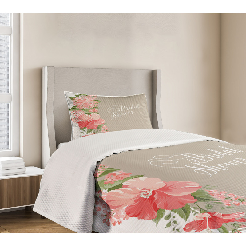 Floral Wedding Frame Bedspread Set