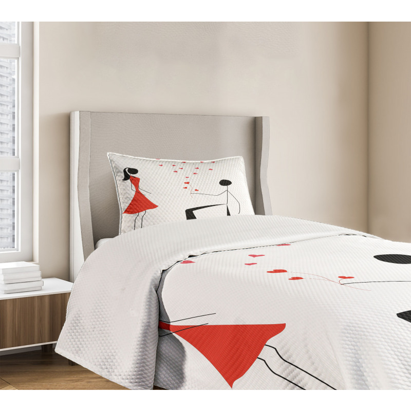 Couple with Hearts Bedspread Set