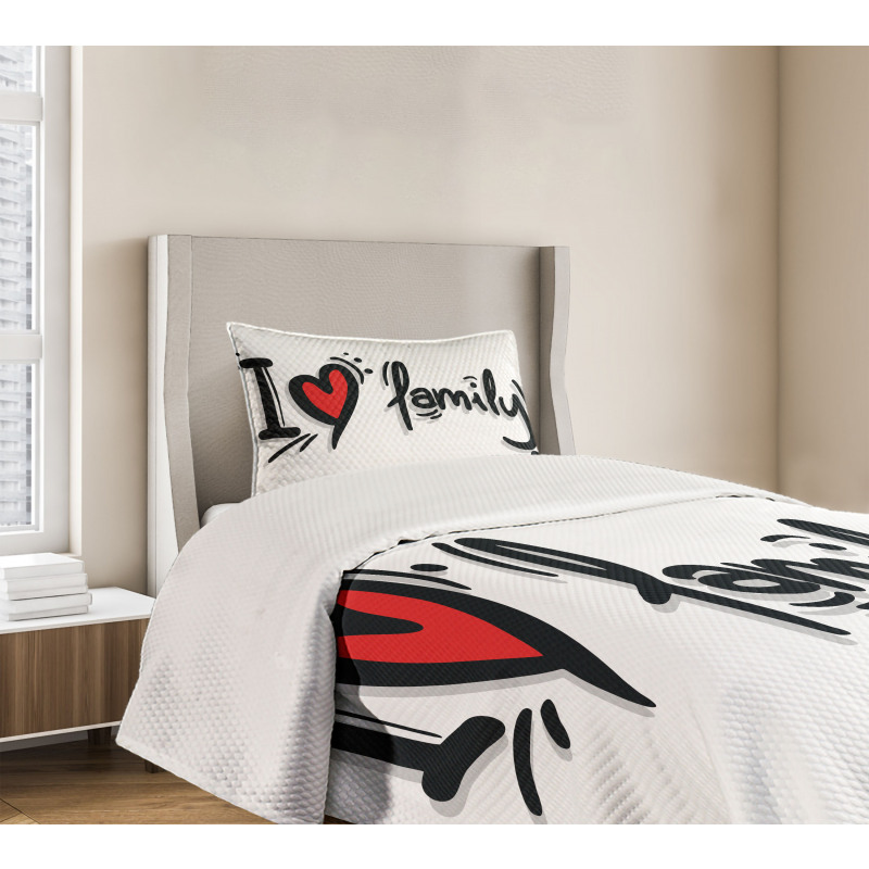 I Heart Family Pictogram Bedspread Set