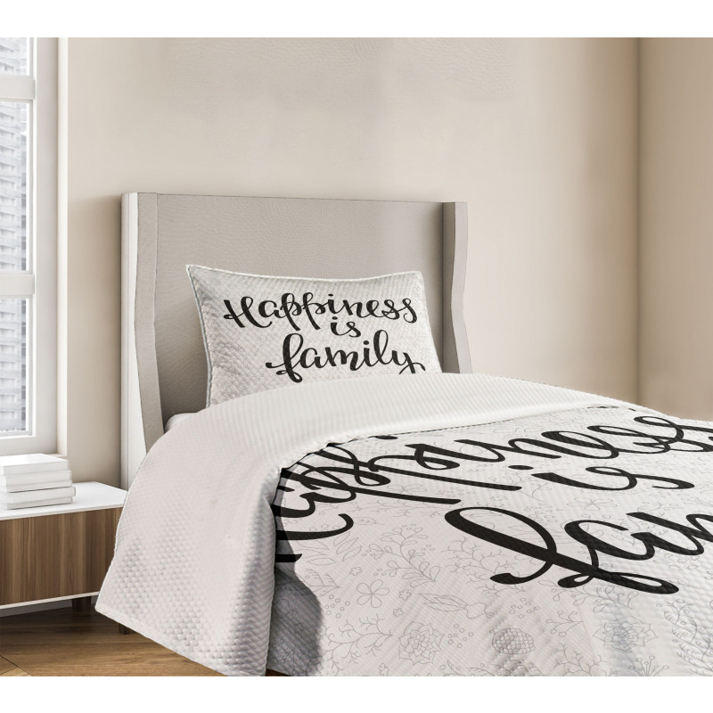 Happiness Phrase Bedspread Set