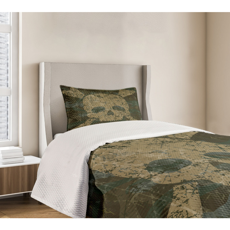 Rusty Aged Camo Design Bedspread Set