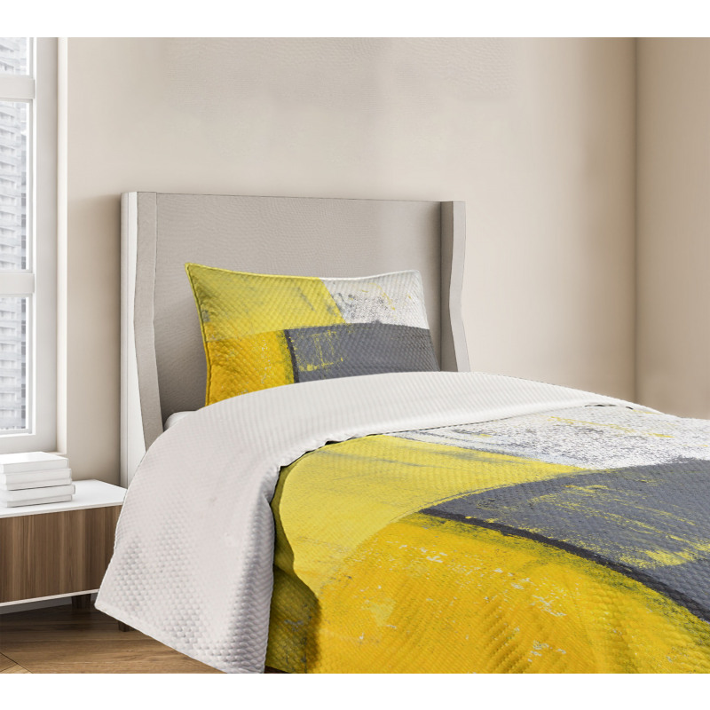 Pale Yellow Squares Bedspread Set