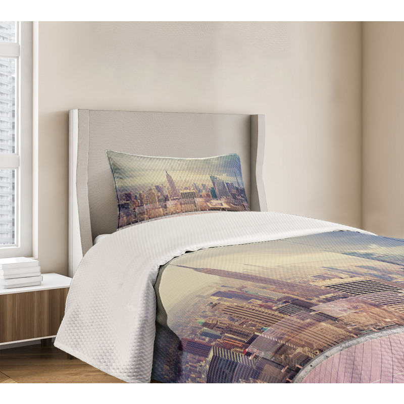 New York Usa Roof View Bedspread Set