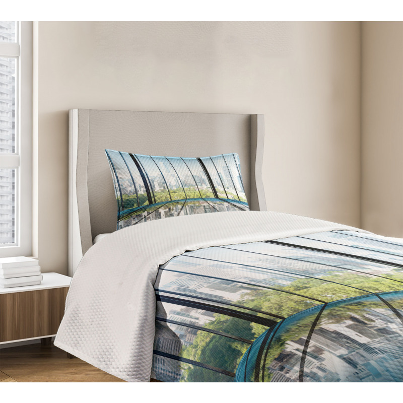 Skyscrapers City Scenery Bedspread Set