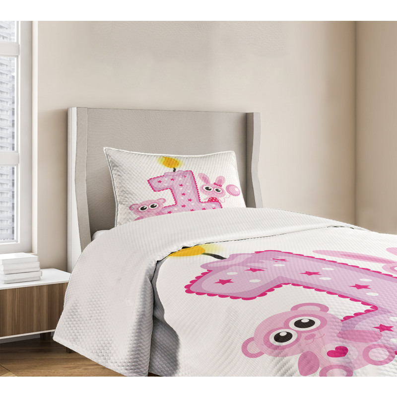 Girls Birthday Bunnies Bedspread Set