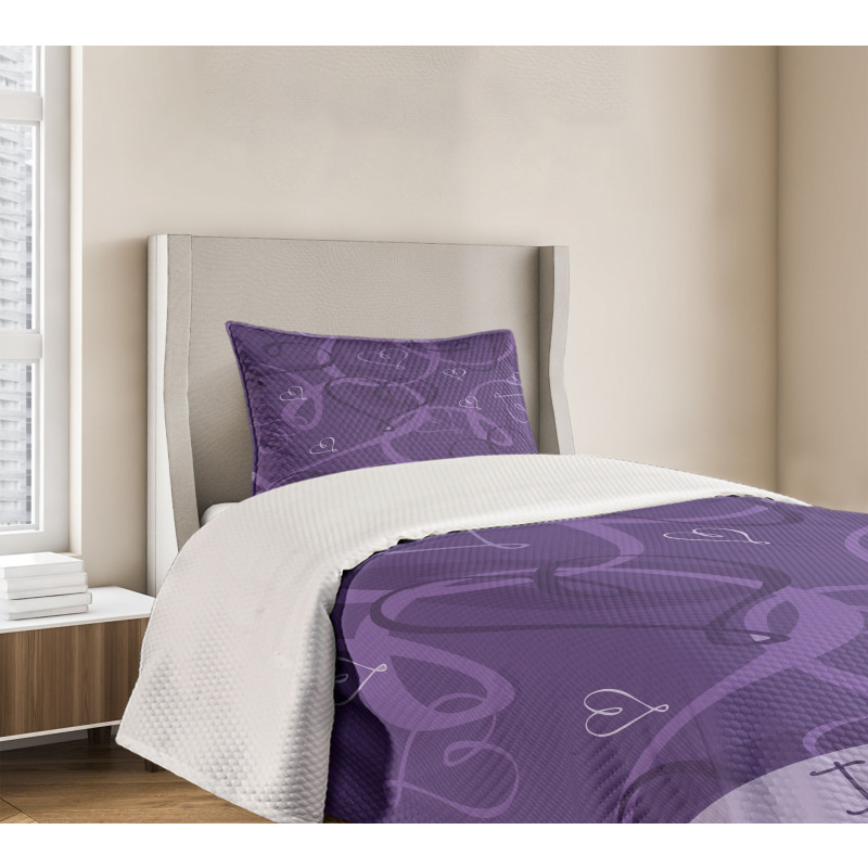 Indigo Purple Hearts Bedspread Set