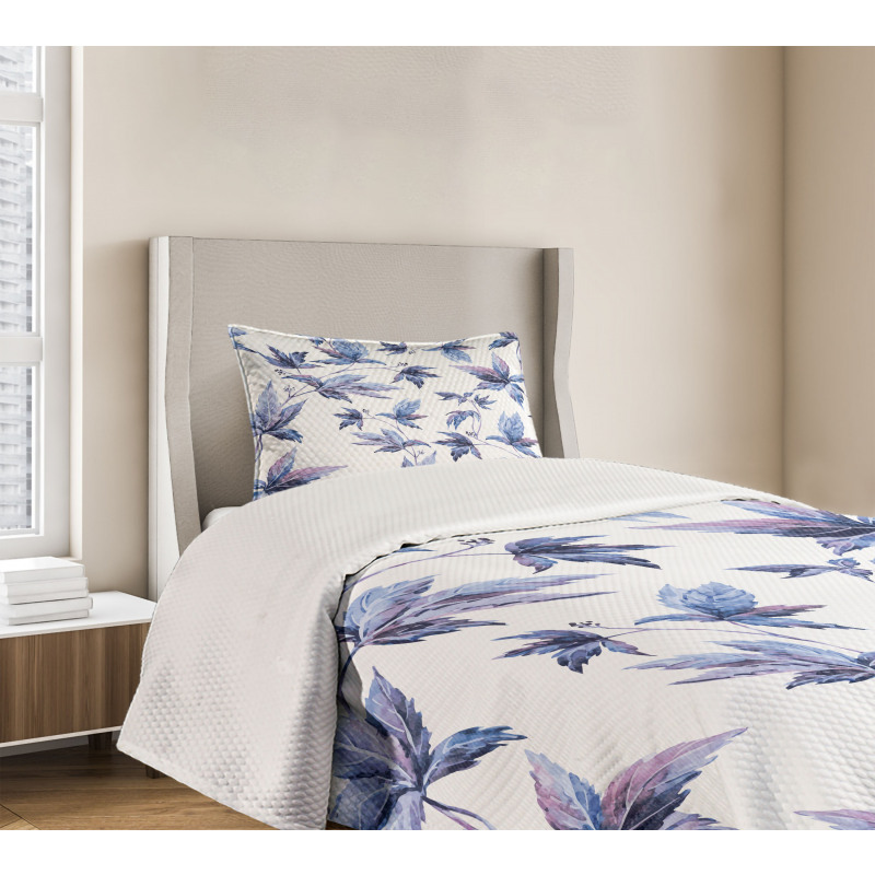 Watercolored Tree Leaves Bedspread Set