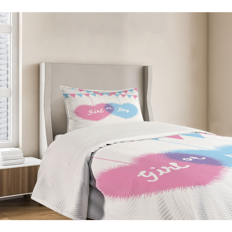 Girl Boy Hearts Flags Bedspread Set