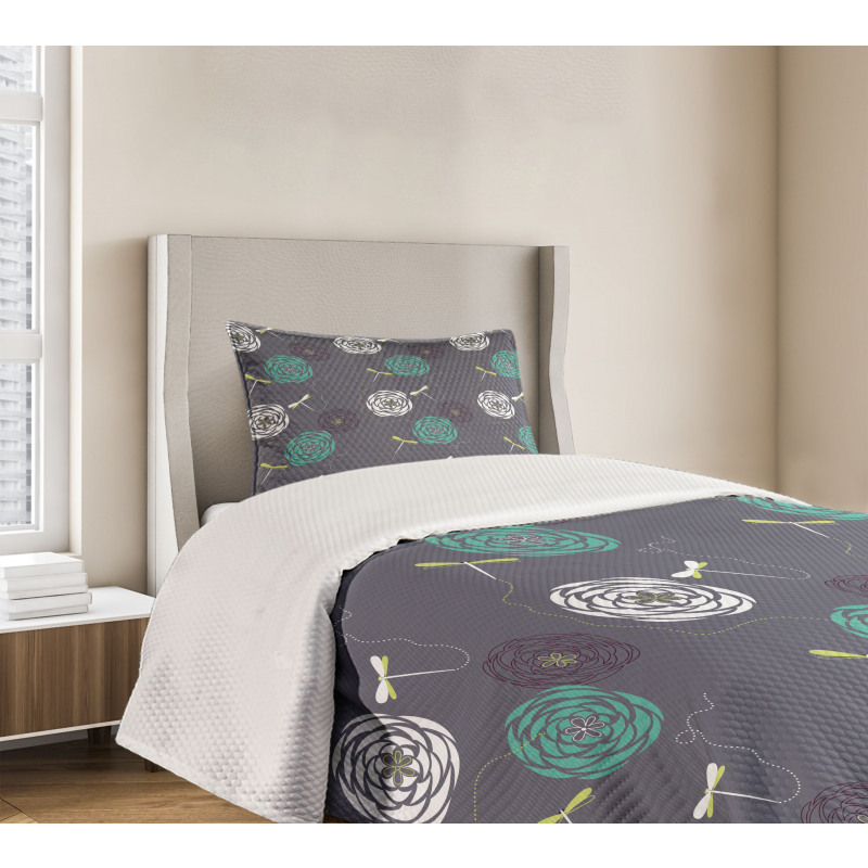 Dragonfly Flower Bedspread Set