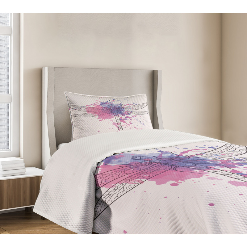 Grunge Moth Dragonfly Bedspread Set