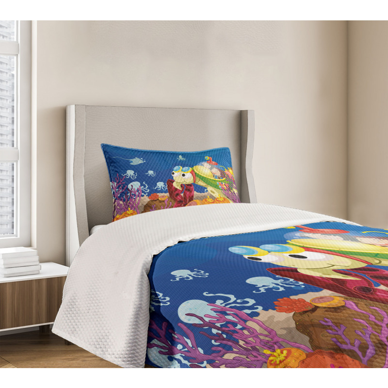 Cartoon Turtle Children Bedspread Set