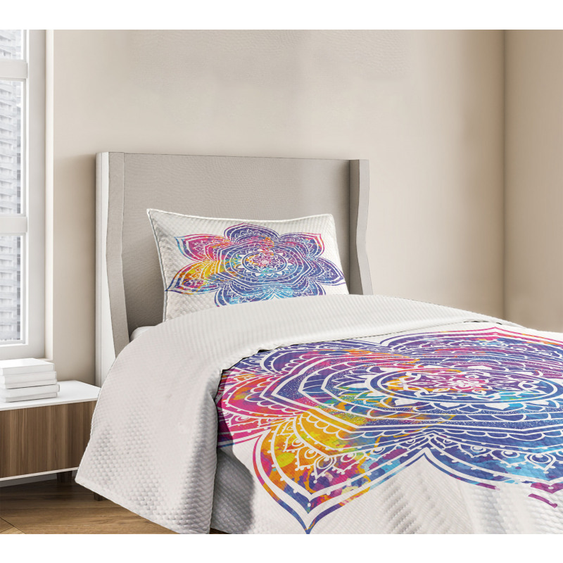 Vivid Colored Lotus Bedspread Set