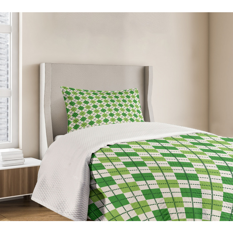 Classical Argyle Pattern Bedspread Set