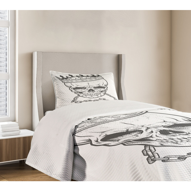 Skull Hip Hop Style Sketch Bedspread Set