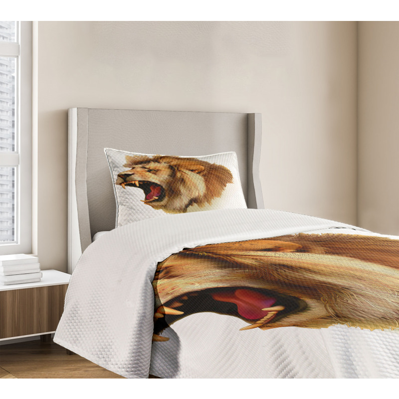Roaring Fierce Lion Head Bedspread Set