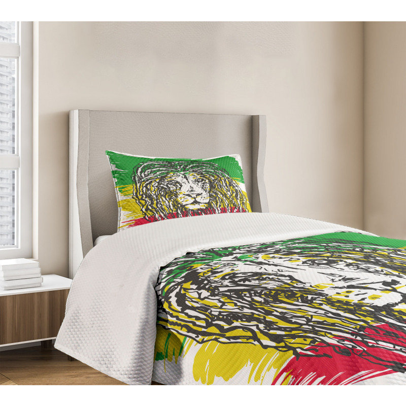 Hair Style Lion Portrait Bedspread Set