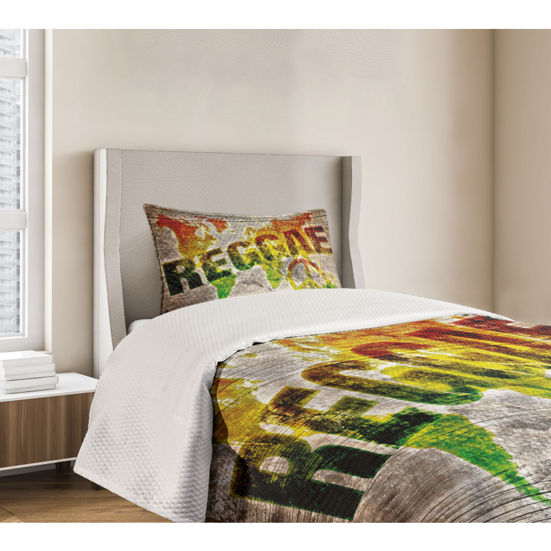 World Map Reggae Words Bedspread Set