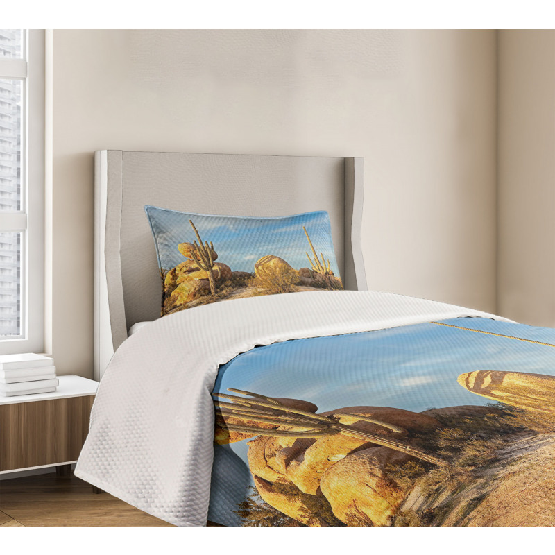 Saguaros Boulders Sunset Bedspread Set