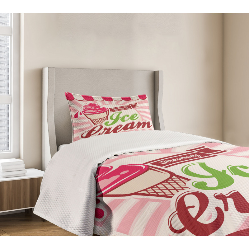 Soft Strawberry Bedspread Set