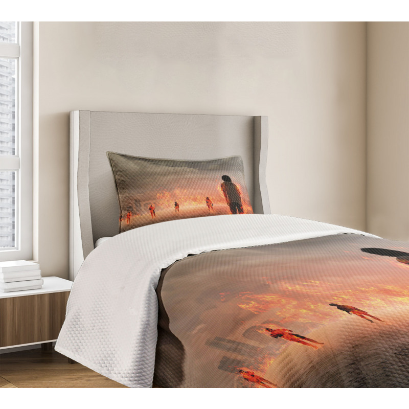 People in Flame Bedspread Set