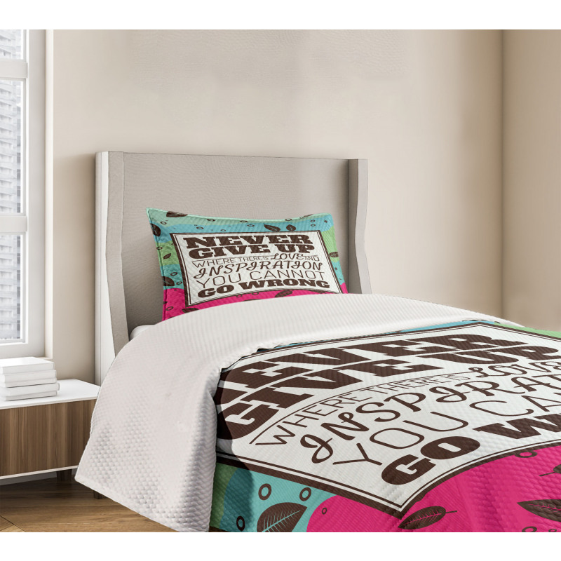 Never Give up Frame Retro Bedspread Set