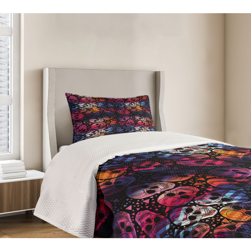 Mexican Sugar Skulls Bedspread Set