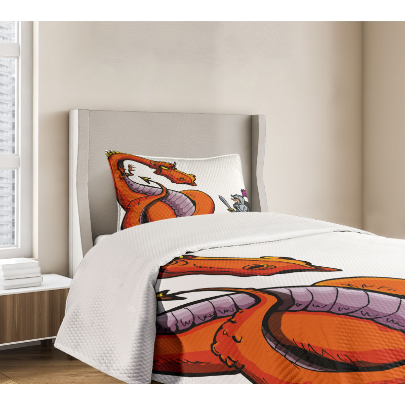 Cartoon Knight Sketch Bedspread Set