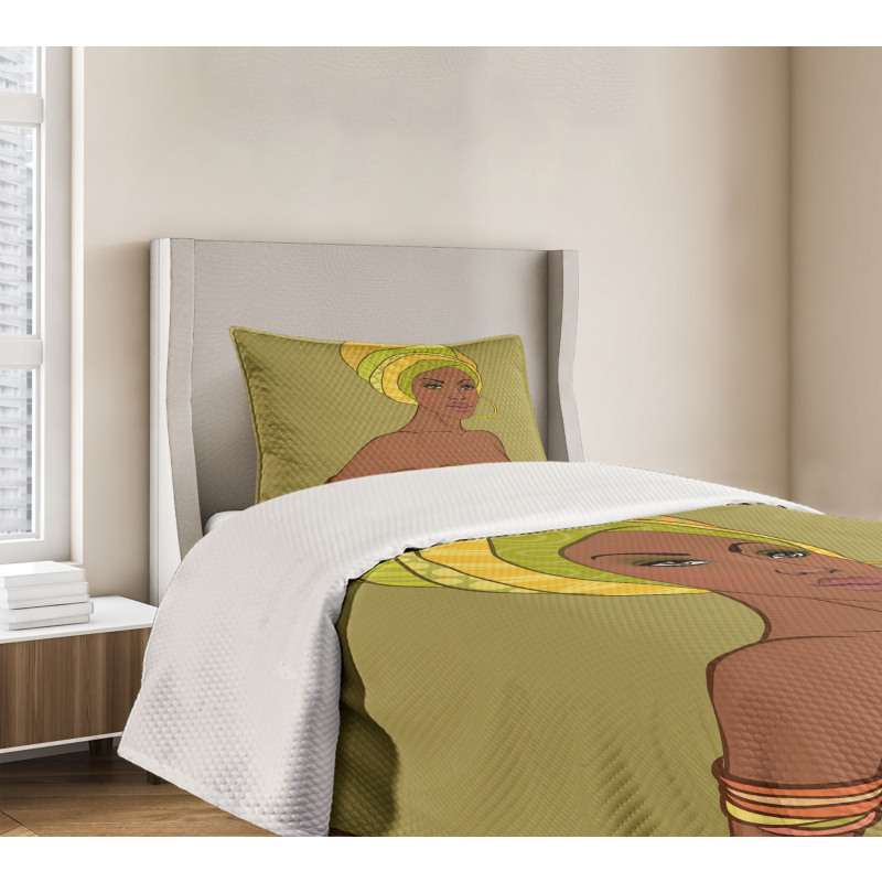 Fashion Lady with Earrings Bedspread Set