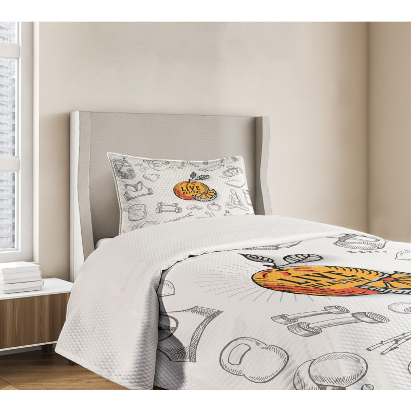 Live Healthy Theme Bedspread Set