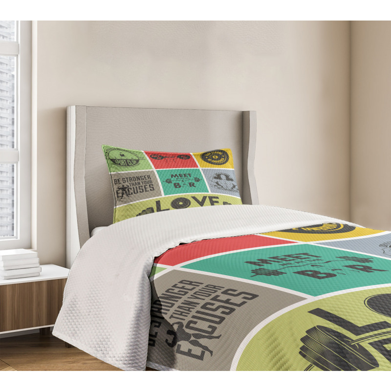 Various Words in Frames Bedspread Set