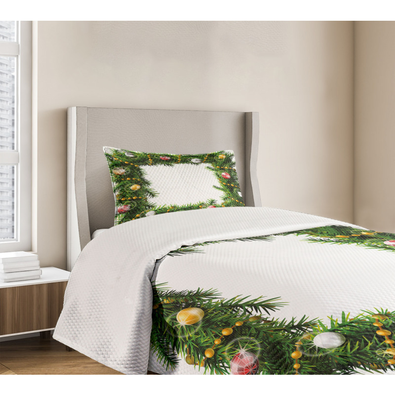 Winter Square Wreath Bedspread Set